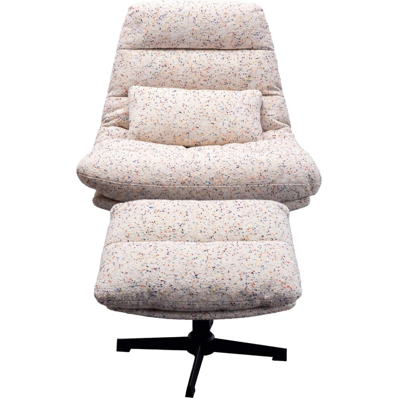 White swivel armchair and footrest - Columbia - Kare Design