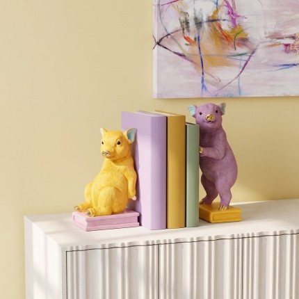 Bookend yellow and purple pigs (2/Set) Kare Design