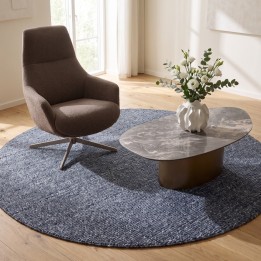 Tapis rond bleu - Boucara - Kare Design