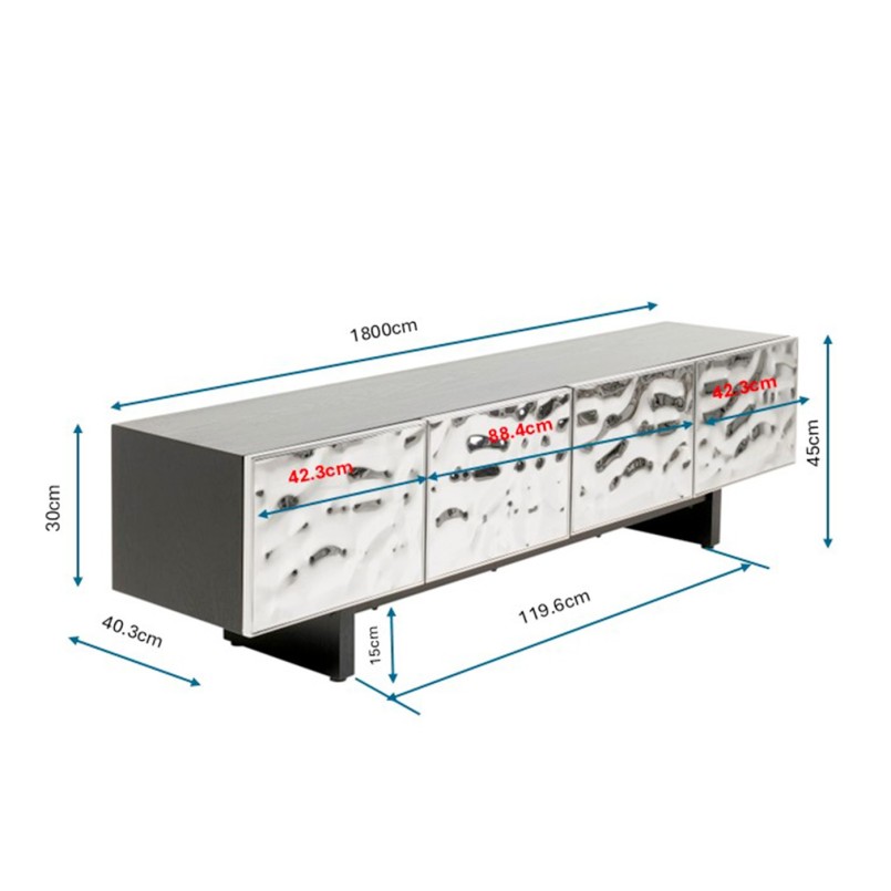 Textured chrome TV stand - Caldera - Kare Design