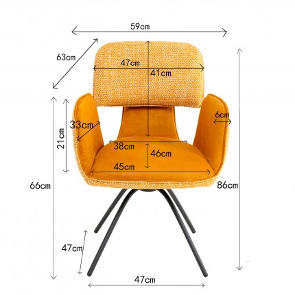 Swivel Chair with armrests Helli ocher Kare Design