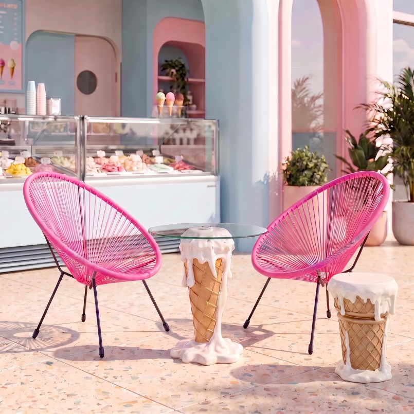 Stool ice cream 38cm vanilla Kare Design