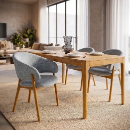 Chaise avec accoudoirs en tissu tressé et chêne - August - Kare Design