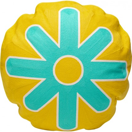 Cushion Icon sun yellow and turquoise Kare Design