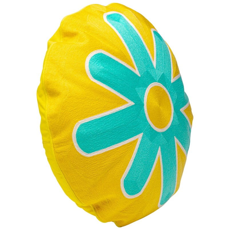Kussen Icon zon geel en turkoois Kare Design