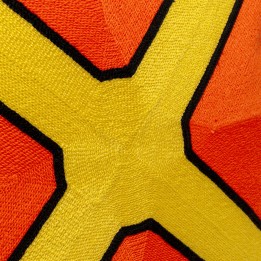 Cushion Icon cross orange and yellow Kare Design