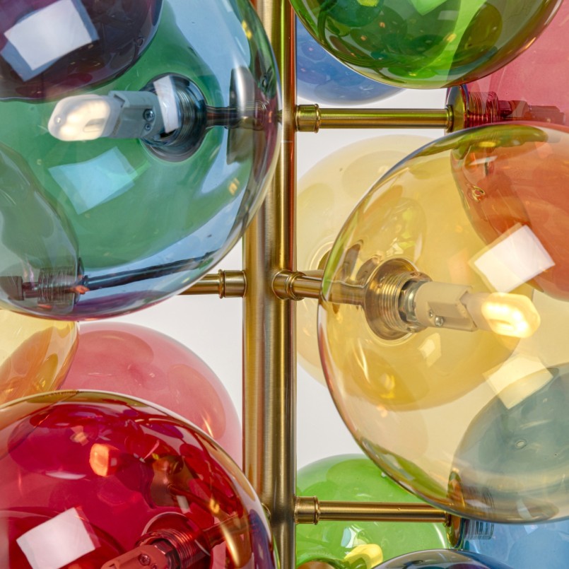 Lampadaire acier doré et verre multicolore - Scala Balls - Kare Design