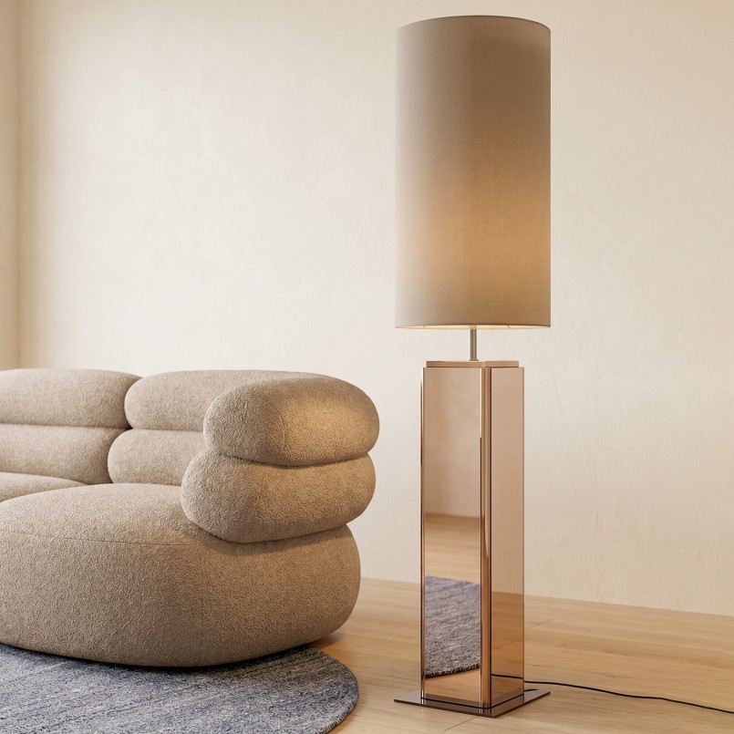 Lampadaire en coton et verre miroir - Cube - Kare Design