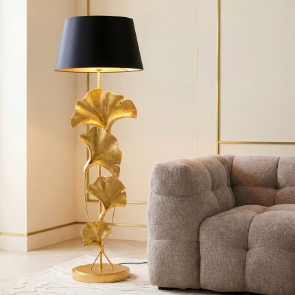 Lampadaire feuilles de ginkgo 129cm dorées Kare Design