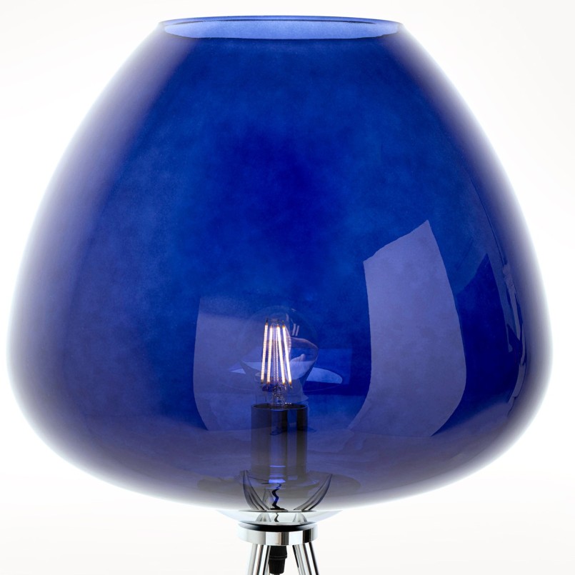 Lampadaire en verre bleu et acier noir - Sphere - Kare Design