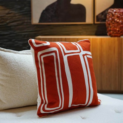 Coussin Arty orange et blanc Kare Design