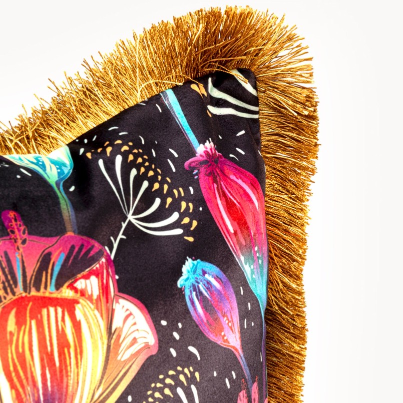 Kussen franje Jungle bloemen Kare Design