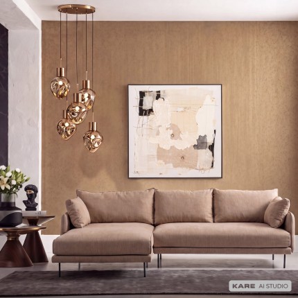 Canapé d'angle Edna gauche marron clair Kare Design