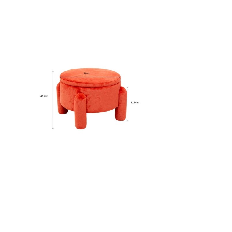 Tabouret coffre orange Ø54cm