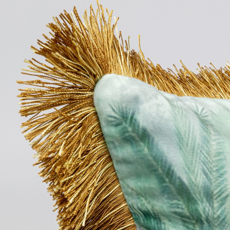 Coussin à franges temple dans la jungle - Kare Design