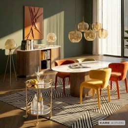 Table brune plateau en grès - Ruben - Kare Design