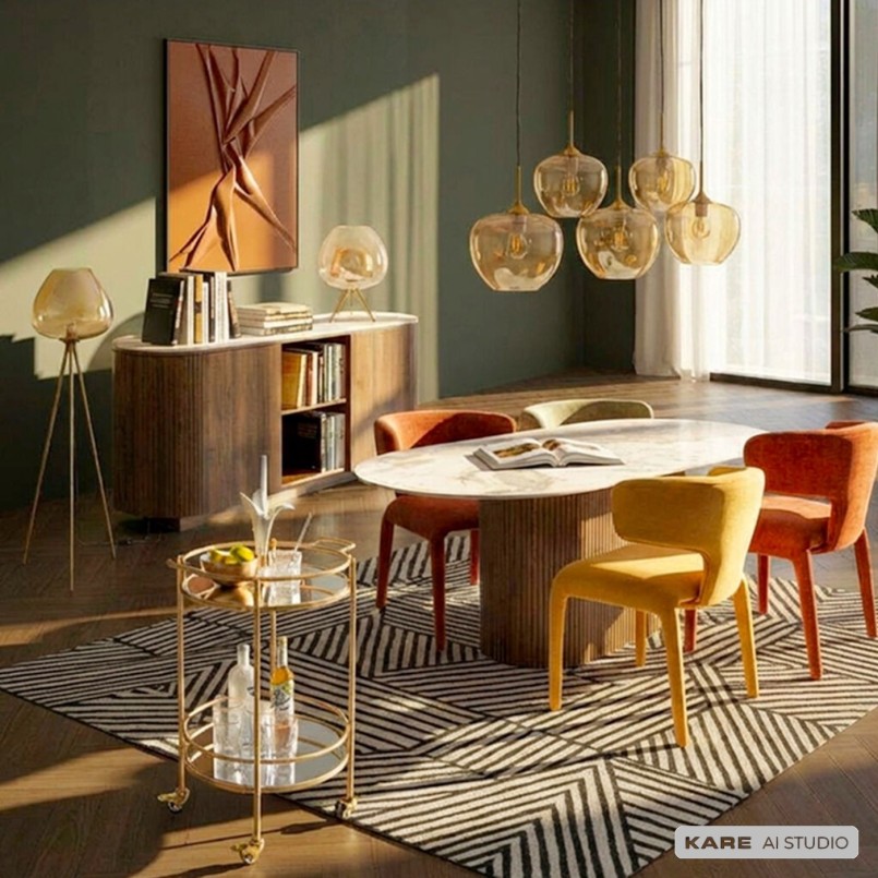 Table brune plateau en grès - Ruben - Kare Design