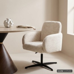 Swivel Chair with armrests Tabea beige Kare Design