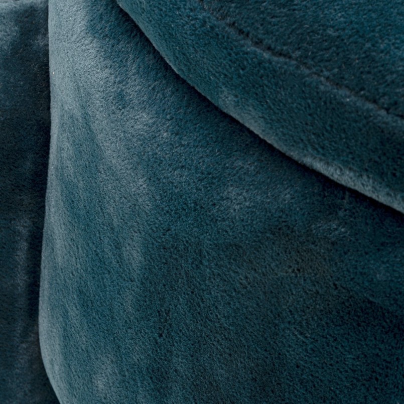Tabouret-coffre rond en velours bleu - Kare Design