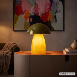 Lampe champignon en verre et acier vert - Fungo - Kare Design