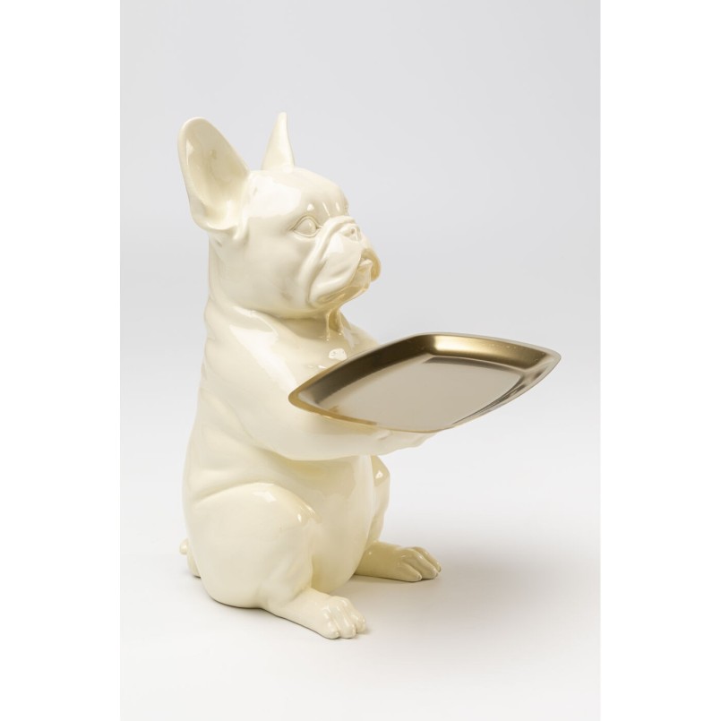 Figurine décorative Dining Dog crème 28cm