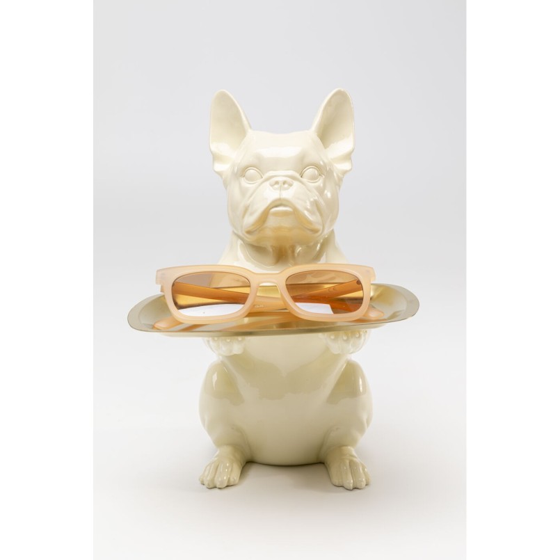 Figurine décorative Dining Dog crème 28cm