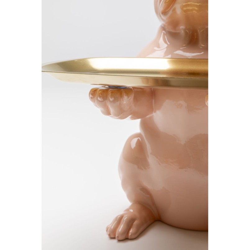 Figurine décorative Dining Dog rose 28cm