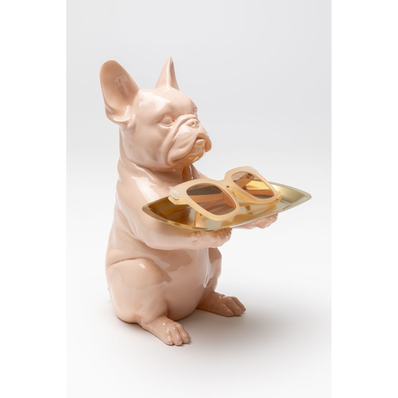 Figurine décorative Dining Dog rose 28cm