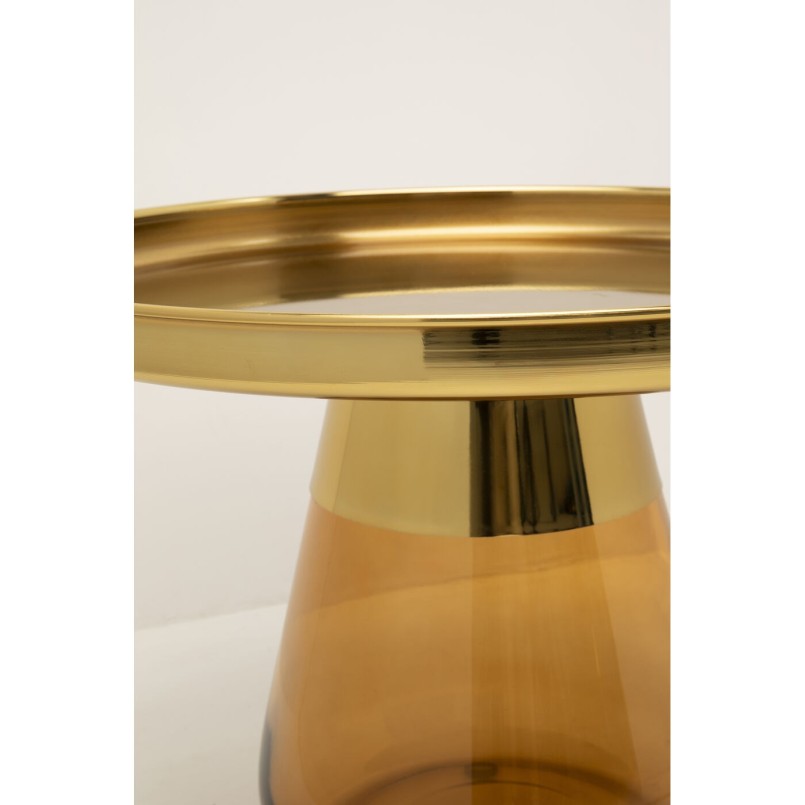 Salontafel van amberkleurig glas en verguld staal - Bottiglia - Kare Design