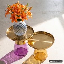 Amber Glass and Gold-Toned Steel Coffee Table - Bottiglia - Kare Design