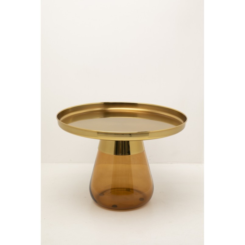 Table basse en verre ambré et acier doré - Bottiglia - Kare Design