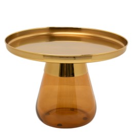 Table basse en verre ambré et acier doré - Bottiglia - Kare Design