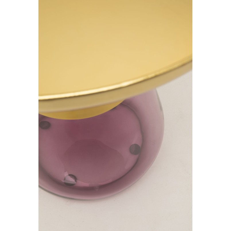 Purple Glass and Gold-Toned Steel Side Table - Bottiglia - Kare Design