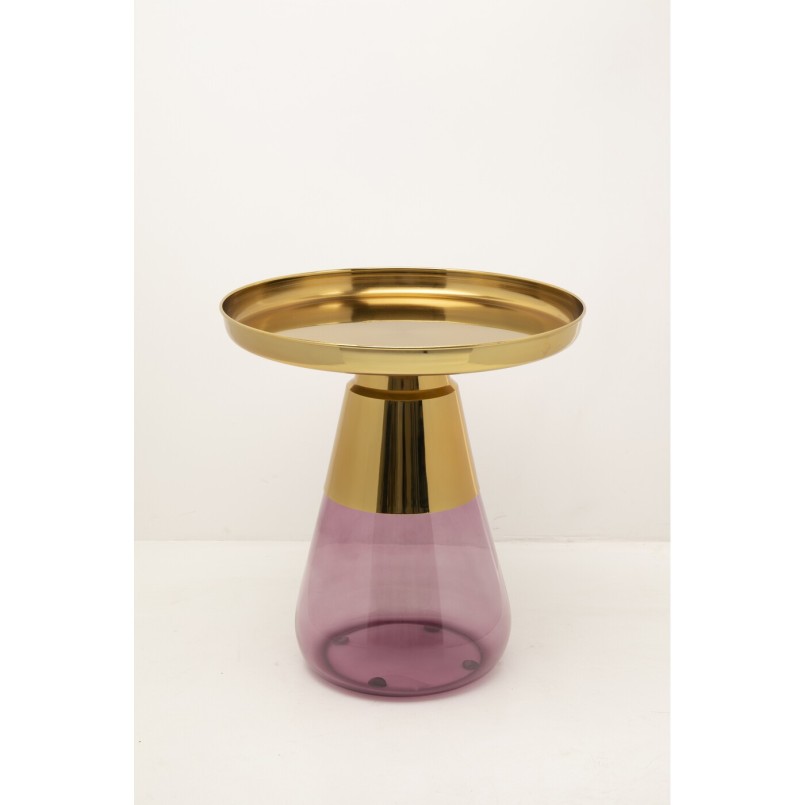 Bijzettafel van paars glas en goudkleurig staal - Bottiglia - Kare Design