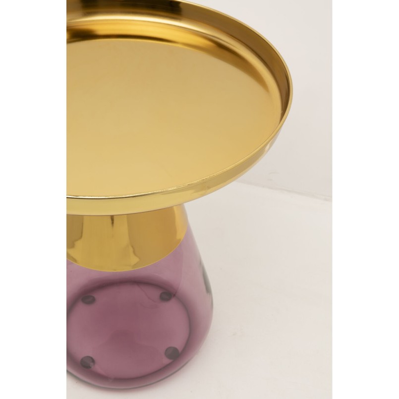 Bijzettafel van paars glas en goudkleurig staal - Bottiglia - Kare Design