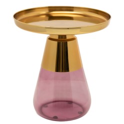 Table d'appoint en verre violet et acier doré - Bottiglia - Kare Design