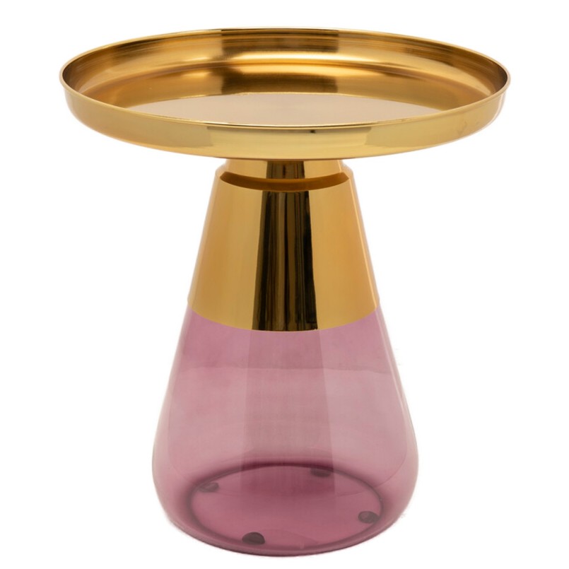 Bijzettafel van paars glas en goudkleurig staal - Bottiglia - Kare Design