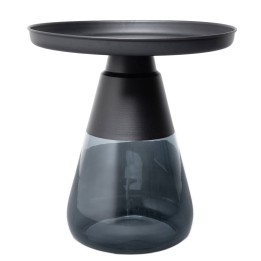 Smoked glass and black steel side table - Bottiglia - Kare Design