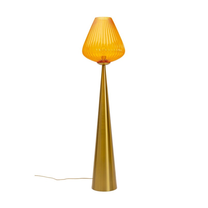 Lampadaire en verre orange et acier doré - Genie - Kare Design