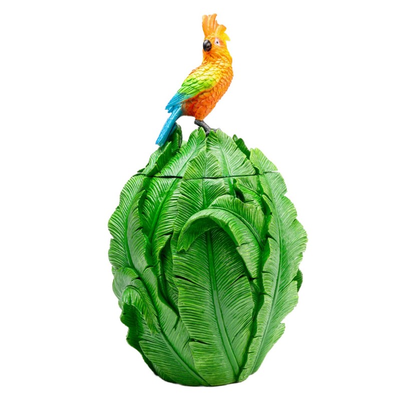 Boîte feuilles vertes et perroquet orange - Kare Design