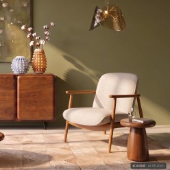 Fauteuil scandinave en tissu beige et chêne - Susan - Kare Design
