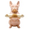 Decoratie: roze buldog als butler met verguld dienblad - Kare Design