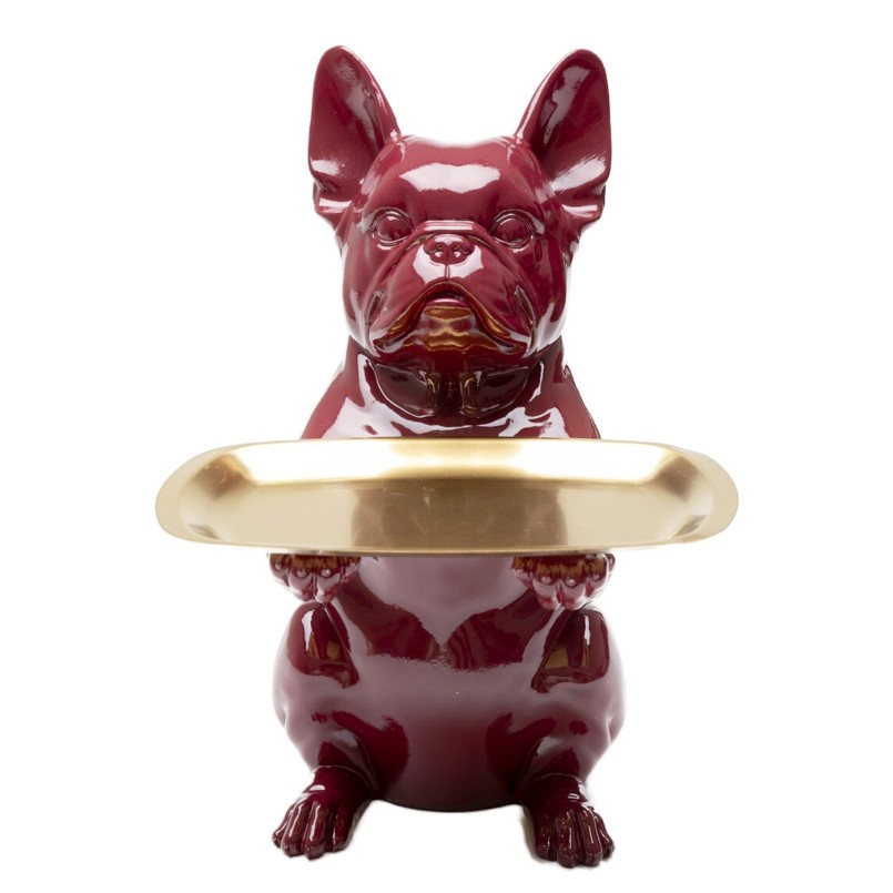 Déco bouledogue majordome violet plateau doré - Kare Design