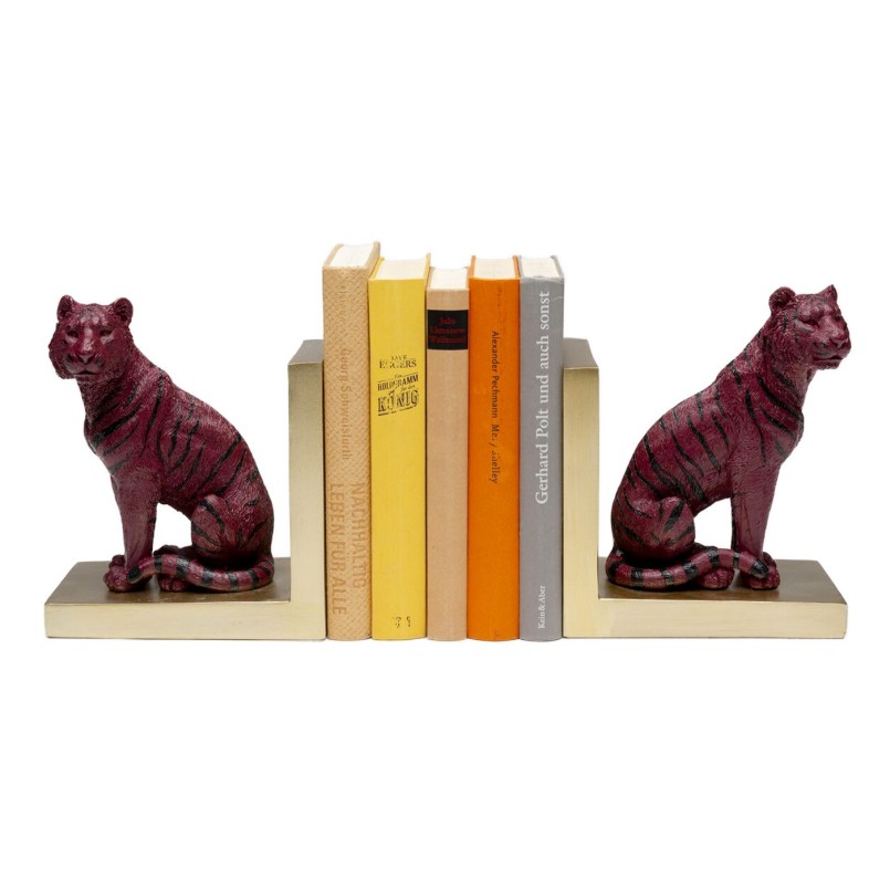 Serre-livres dorés tigres violets - Kare Design