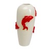Vase blanc carpes koï rouges en relief - Kare Design