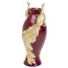 Vase rouge décoré de deux paons dorés en relief - Kare Design