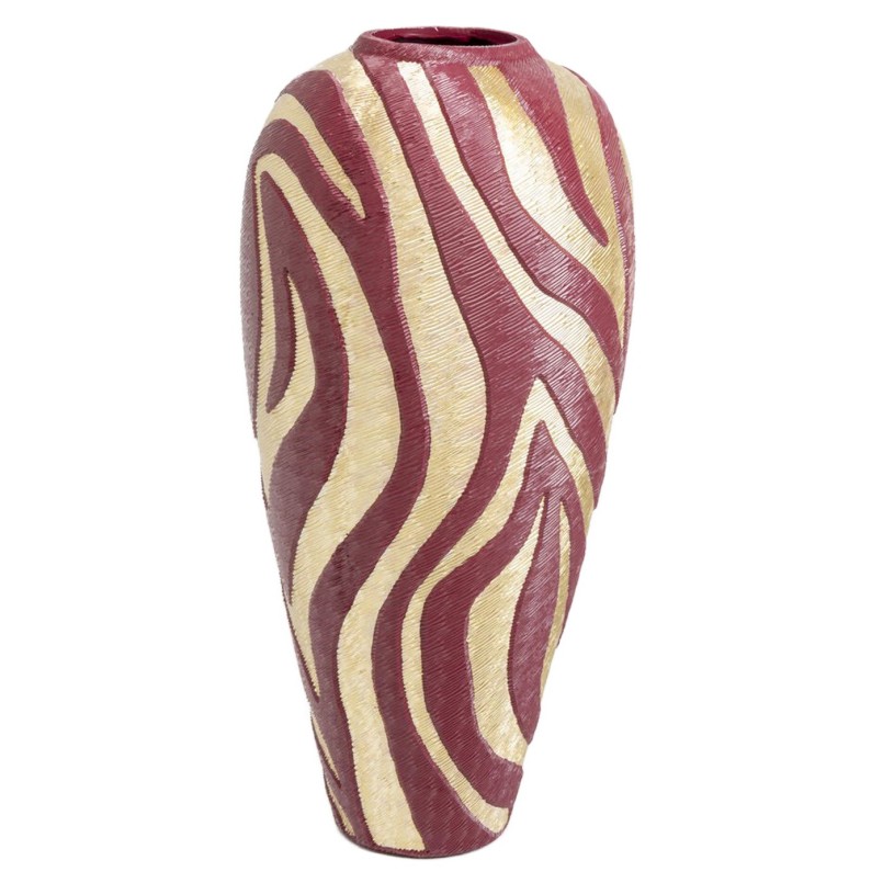Burgundy and Gold Zebra-Striped Vase - Kare Design