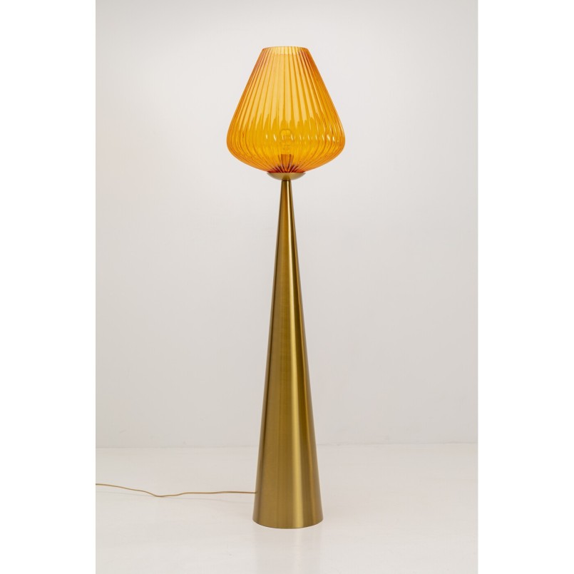 Lampadaire en verre orange et acier doré - Genie - Kare Design