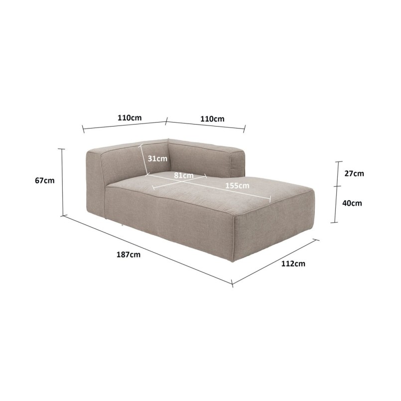 Taupe Chaise Lounge for Modular Sofa - Cubo - Kare Design