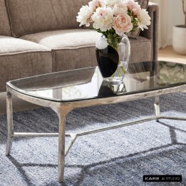 Table basse grise en verre et alu - Mistral - Kare Design